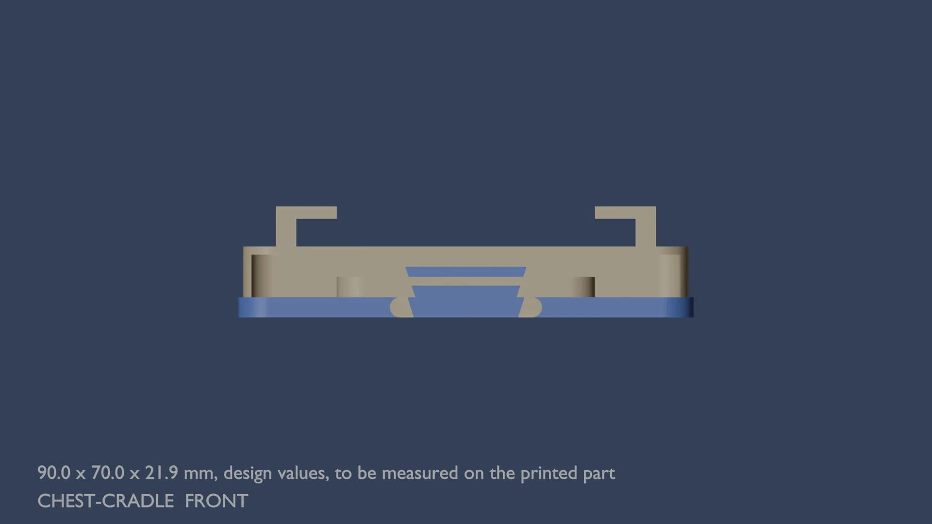 Blueprint, front view of the chest cradle.