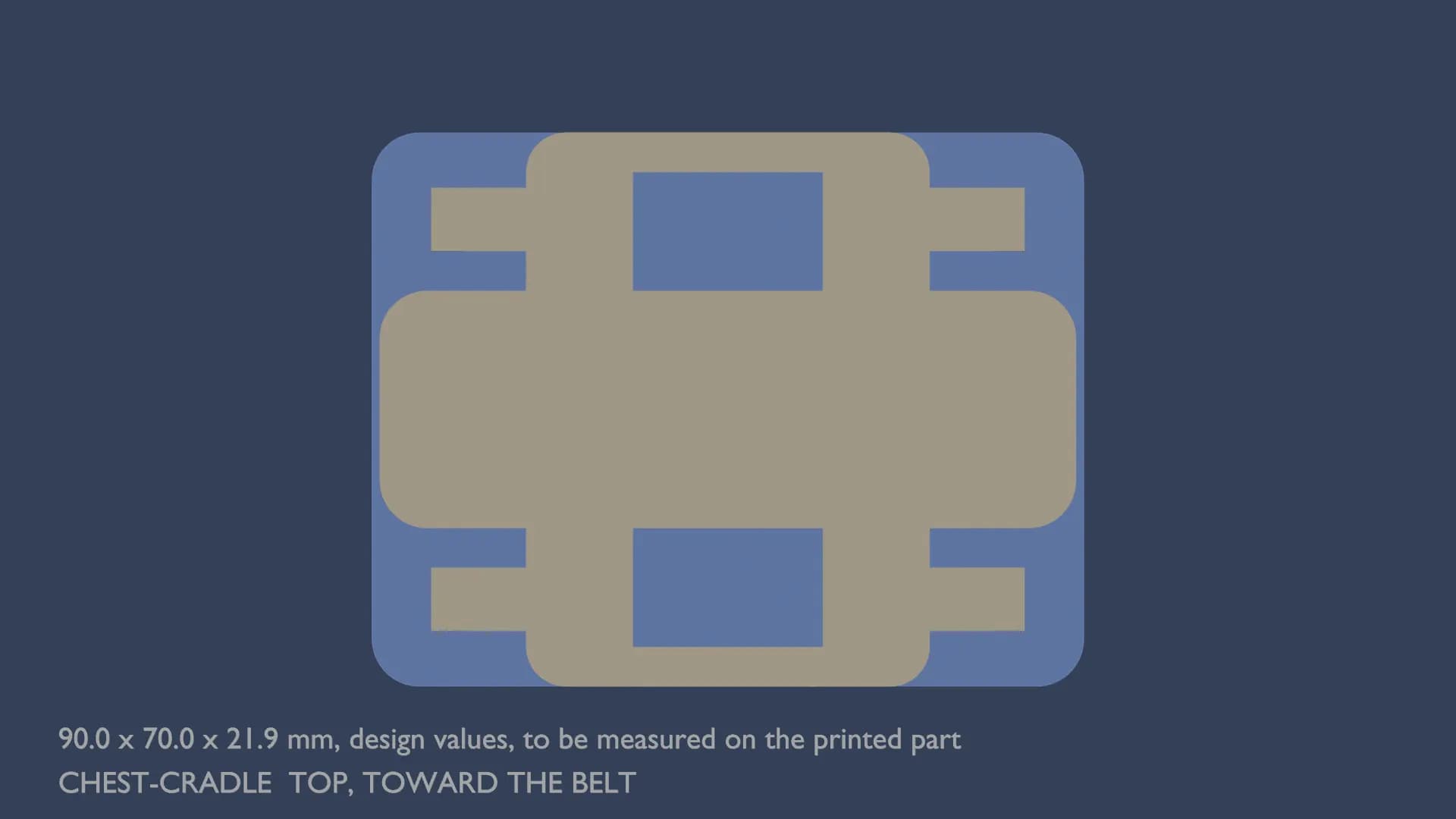 Blueprint, top view of the chest cradle.