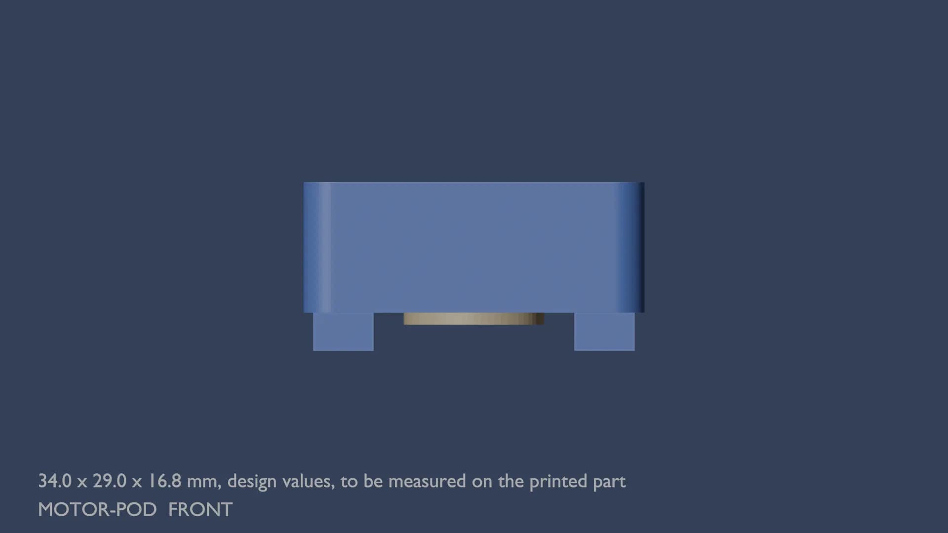 Blueprint, front view of the motor pod.