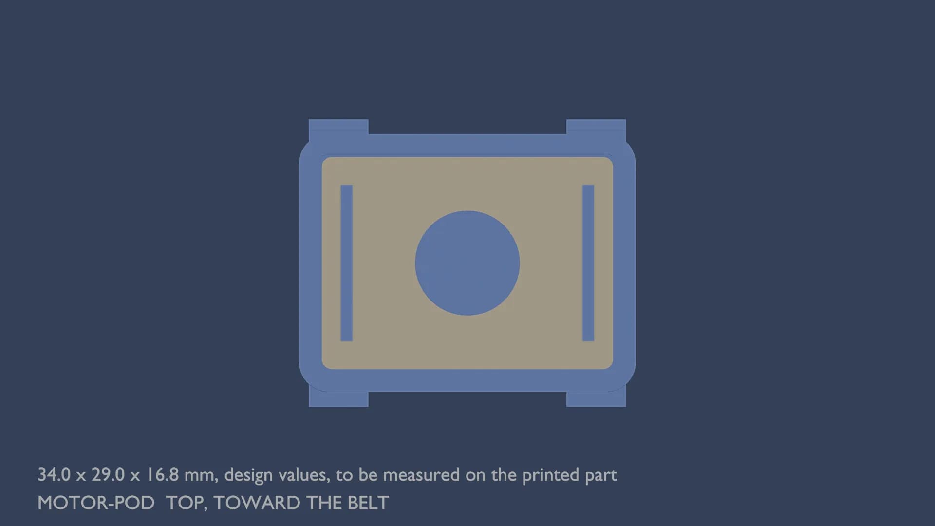 Blueprint, top view of the motor pod.